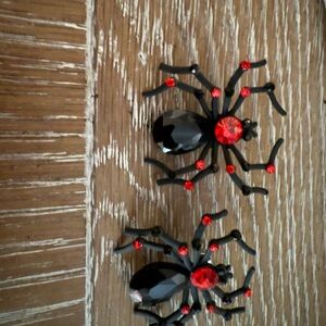 Betsey Johnson Black and Red Spider Earrings
